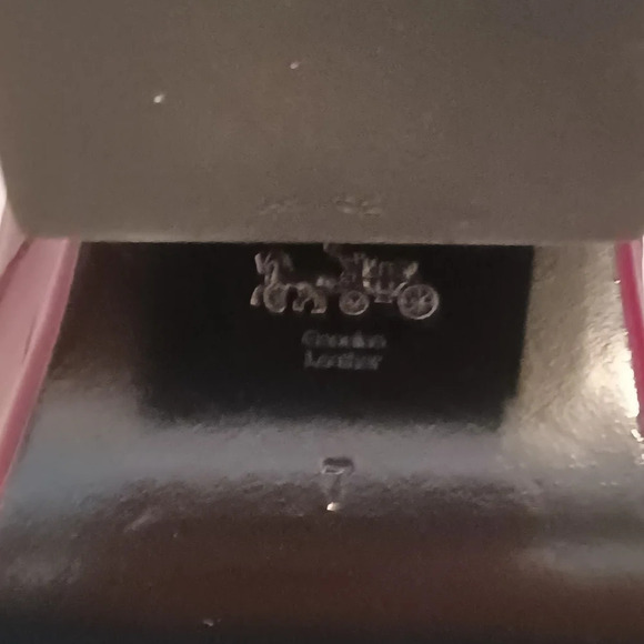 COACH Platform Sandal Leather Burgundy Black Ankle Strap 37.5 - Picture 12 of 14